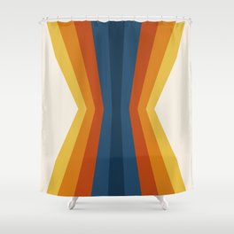 Bright 70's Retro Stripes Reflection Shower Curtain