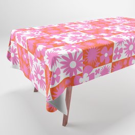 Wild Spring Flowers Hot Pink Check Pop-Art Tablecloth