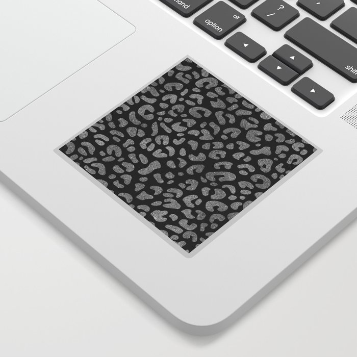 Silver Glitter Leopard Print Pattern Sticker