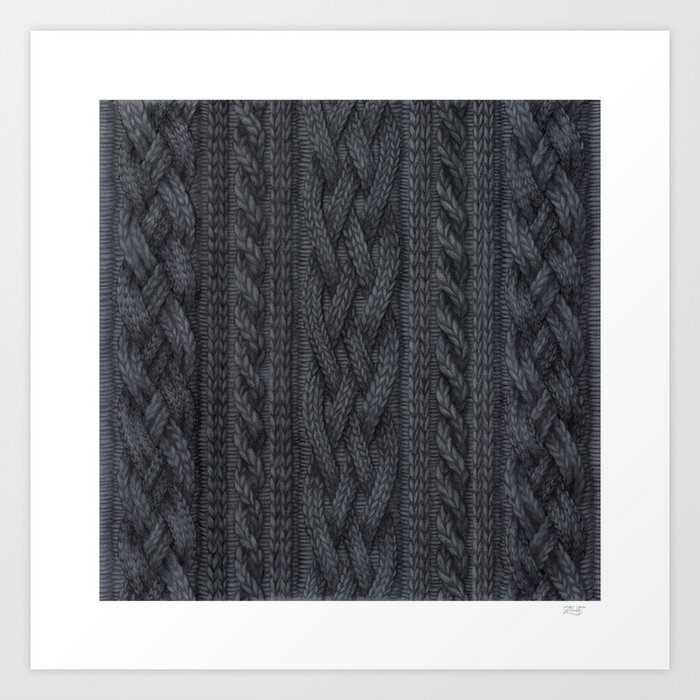 Charcoal Cable Knit Art Print