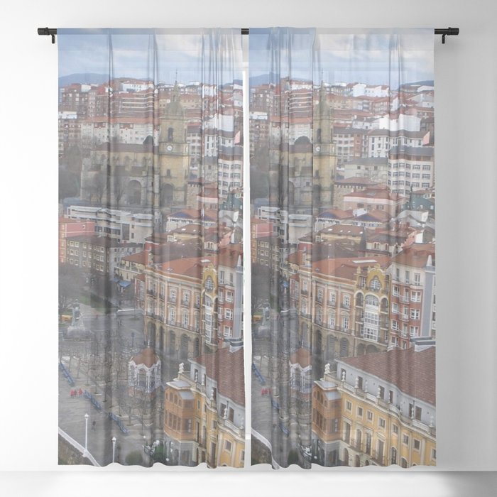 Spain Photography - Overview Over The City Of Gexto Sheer Curtain