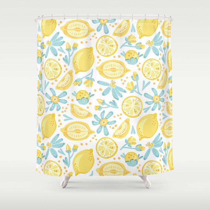 Lemon pattern White Shower Curtain