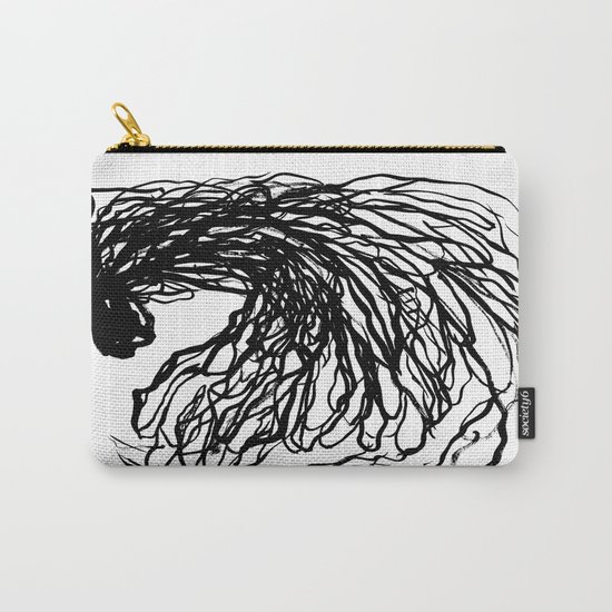 Black and white abstract brushstroke modern minimal monochromatic art print home decor college dorm Carry-All Pouch