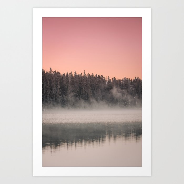Pink Foggy Forest Art Print