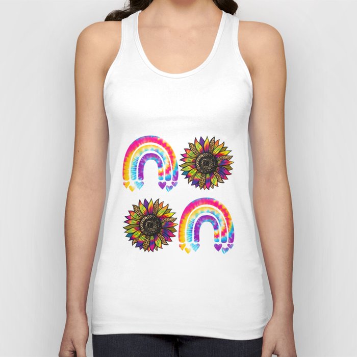 Inhale: Summer Sunflower & Rainbow Palette Tank Top
