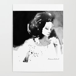Still - black and white ink fashion lady Poster