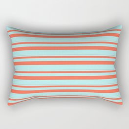 [ Thumbnail: Red & Turquoise Colored Striped/Lined Pattern Rectangular Pillow ]