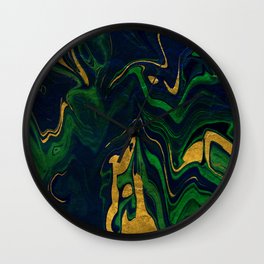 Rhapsody in Blue and Green and Gold Wall Clock
