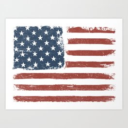 American Flag Grunge Background. Raster version. Horizontal orientation. Art Print