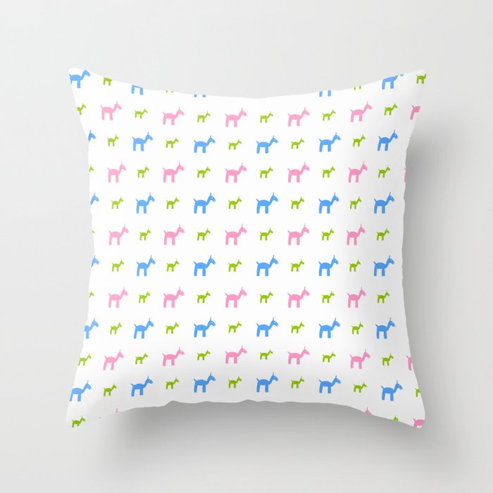 Llama 2- Pink, green and blue Throw Pillow