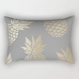 Glam Pineapple Art in Gray and Gold Rectangular Pillow