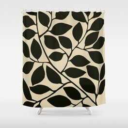 leaves black and white Shower Curtain
