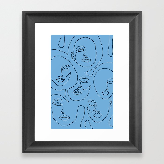 Blue Faces Framed Art Print