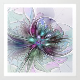 Colorful Fantasy Abstract Modern Fractal Flower Art Print