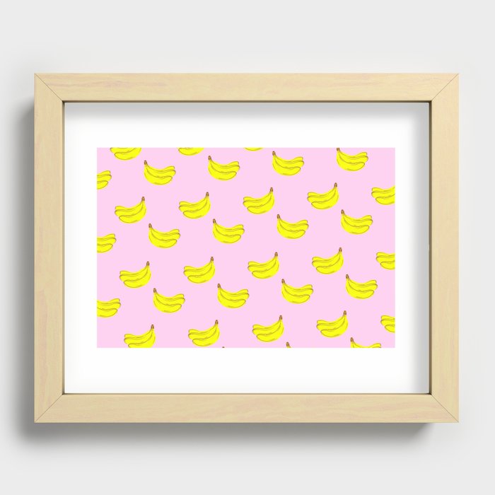 Bananas on pink Recessed Framed Print