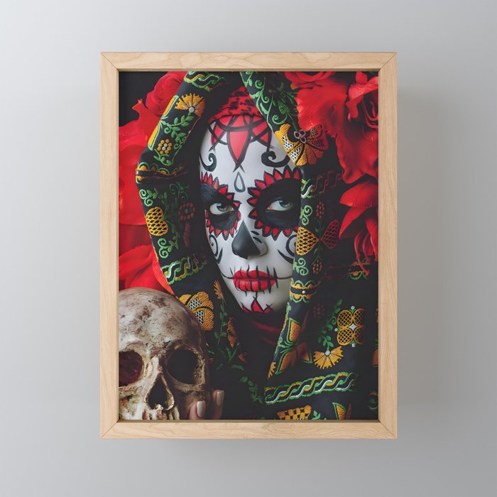 Catrina Skull day of the death Framed Mini Art Print