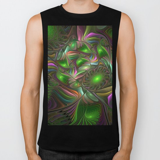 Colorful and Luminous, Abstract Fractal Art Biker Tank