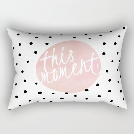 This moment- Polkadots and pink Typography Rectangular Pillow