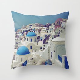 Blue Domes, Oia, Santorini, Greece Throw Pillow