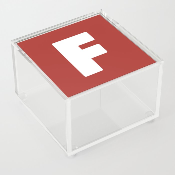 F (White & Maroon Letter) Acrylic Box