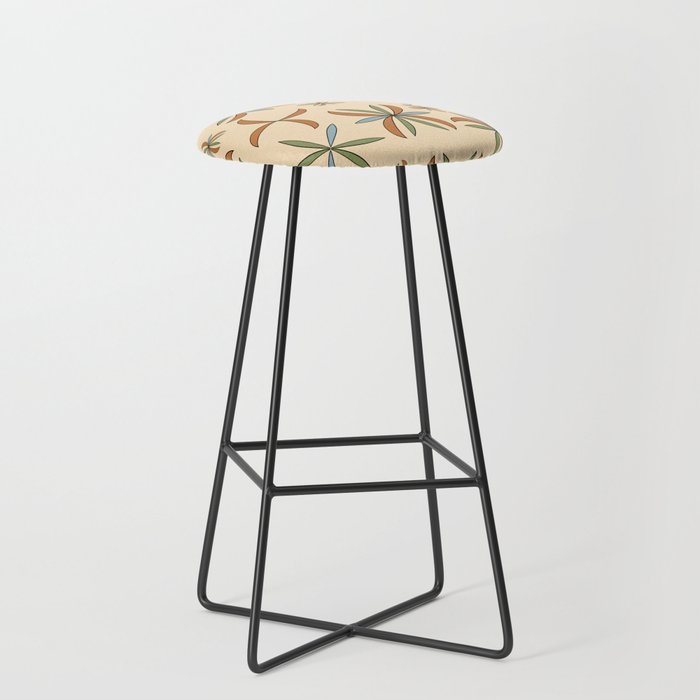 Mid-Century Modern Pinwheel 1.0 Pattern Cream Bar Stool