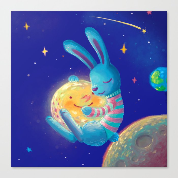 Hug a moon Canvas Print