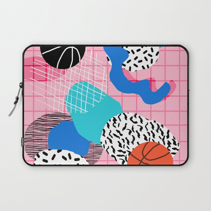 Hot Hand - memphis retro throwback neon grid pattern minimal modern pop art basketball sports Laptop Sleeve