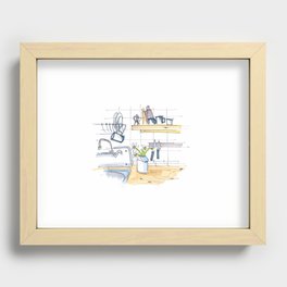 sunny cozy kitchen in Rome  Recessed Framed Print