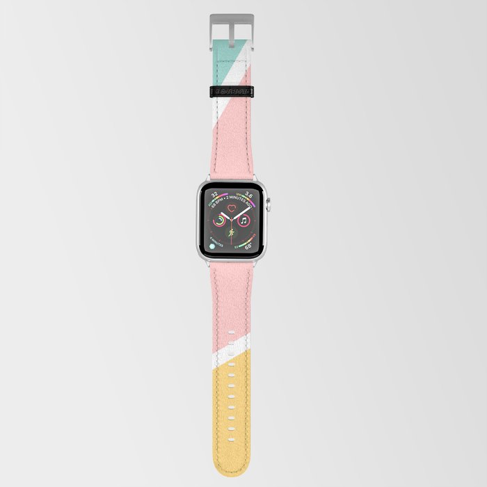 Tropical summer pastel pink turquoise yellow color block geometric pattern Apple  Watch Band by Audrey Chenal