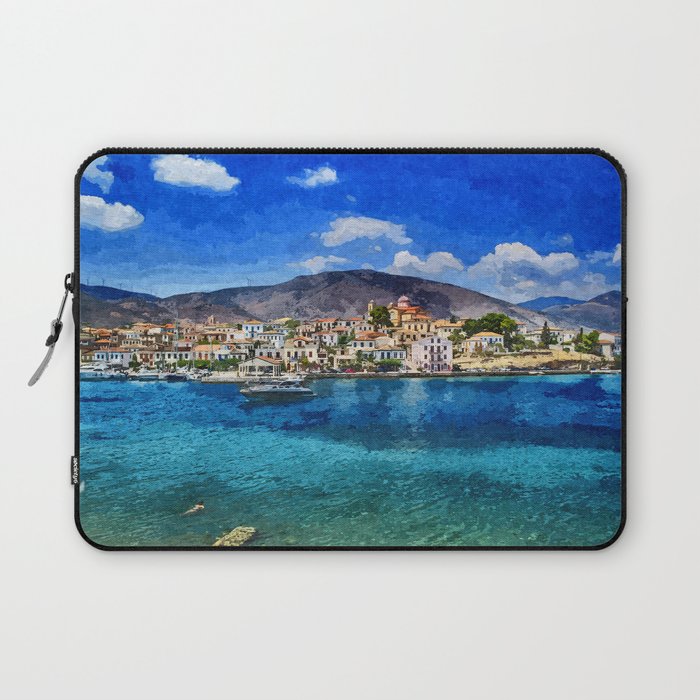 Boat on the sea of Greece Laptop Sleeve