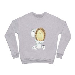 Hedgehog toilet Painting Wall Poster Watercolor Crewneck Sweatshirt