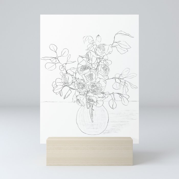 Beautiful Bouquet Line Mini Art Print