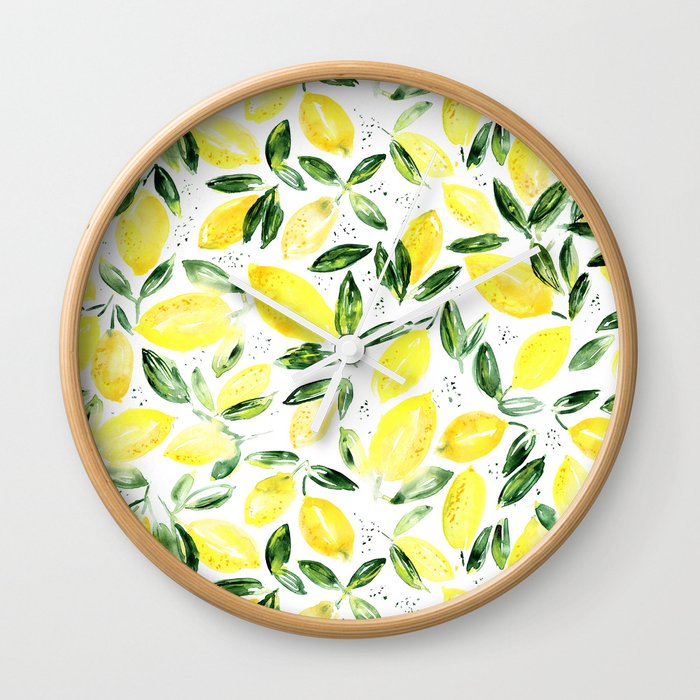 So luscious lemons || watercolor Wall Clock
