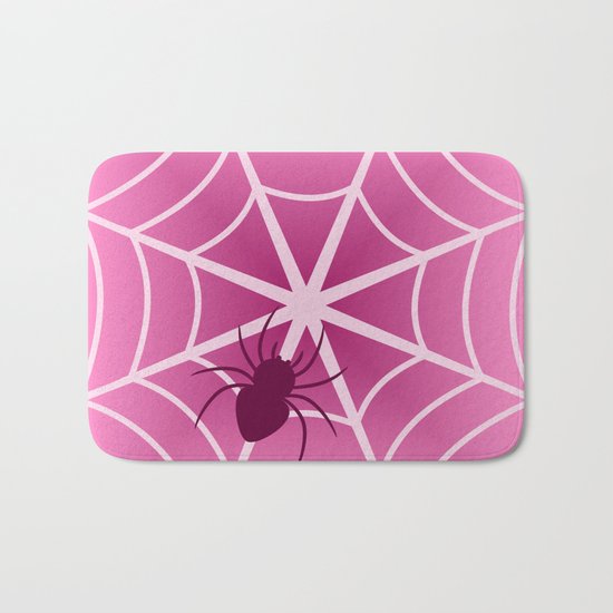 Spider web in pink Bath Mat