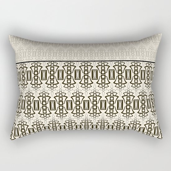 Art Deco . Black and beige combination pattern . Rectangular Pillow