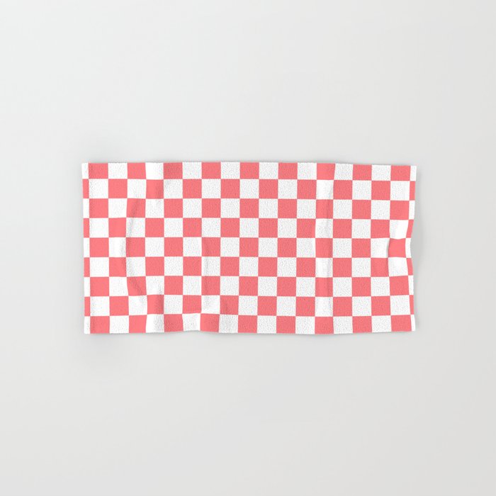 Checkerboard Pattern - coral Hand & Bath Towel