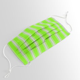 [ Thumbnail: Green & Light Gray Colored Lined/Striped Pattern Face Mask ]