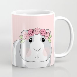 Adorable Grey Guinea Pig with Pink Rosebuds Coffee Mug