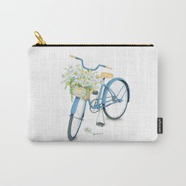 Vintage Blue Bicycle with Camomile Flowers Carry-All Pouch