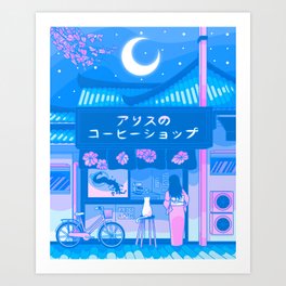 Late Night Cafe (Osaka Dreamscape) Art Print