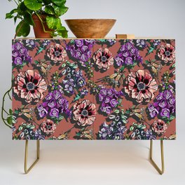 poppies and foxglove Credenza