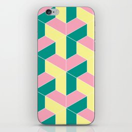 Vintage Pink, Yellow, Green Geometric iPhone Skin