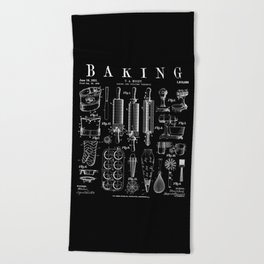 Baking Cooking Baker Pastry Chef Kitchen Vintage Patent Beach Towel