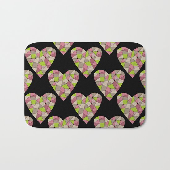 Retro.Mosaic heart . Bath Mat