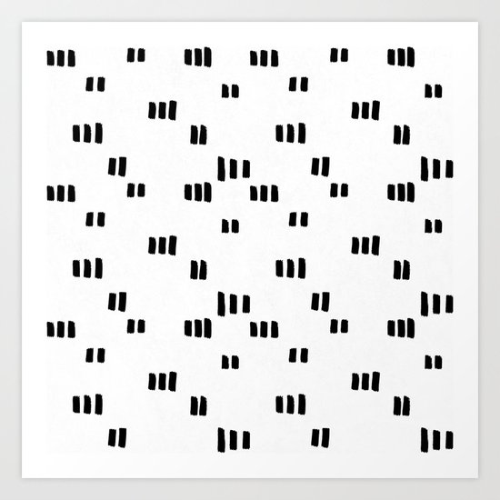 Line Dot Black Paint on Paper Art Print