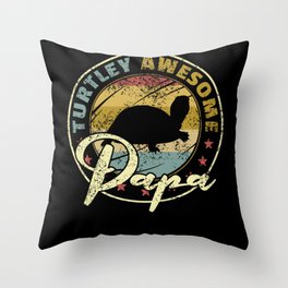 Turtley Awesome Papa Funny Shark Fathers Day Gift Throw Pillow