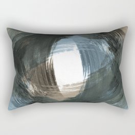Blue and Beige Modern Abstract Brushstroke Painting Vortex Rectangular Pillow