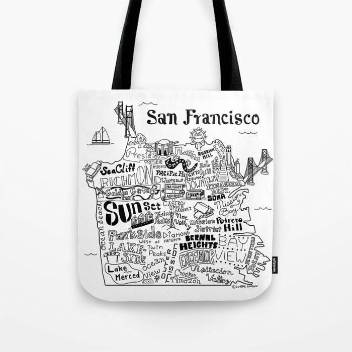 San Francisco Map Illustration Tote Bag