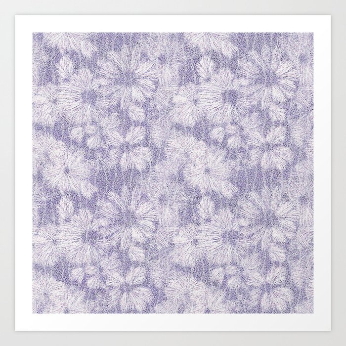 Shattered Daisy Textured in Soft Lilac Relief Art Print