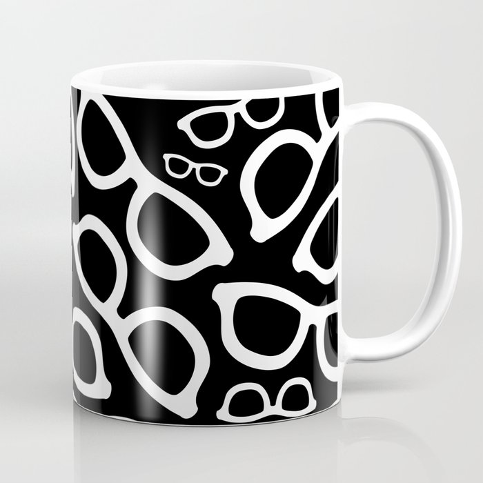 Smart Glasses Pattern - White on Black Coffee Mug